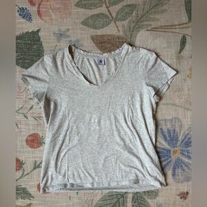 Petit Bateau Fitted Cap Sleeve Gray T-Shirt